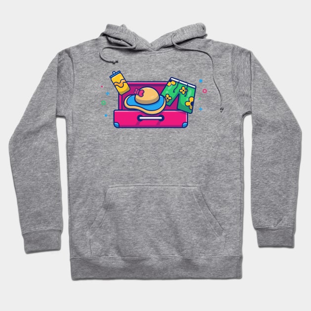 Suitcase With hat And swimsuit Cartoon Hoodie by Catalyst Labs